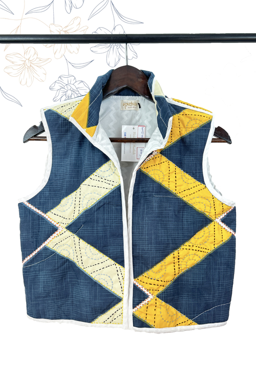  Comfy winter jacket embellish with pattern kantha stich.